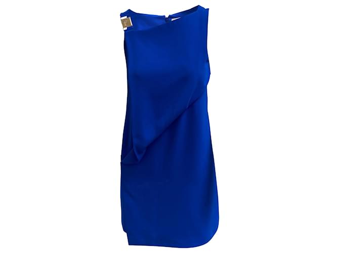 Versace Collection Blaues Etuikleid Polyester  ref.366218