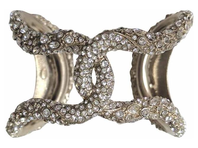 Chanel CC P15C Crystal and Pearl Embellished Cuff Bracelet Gold hardware Metal  ref.366279
