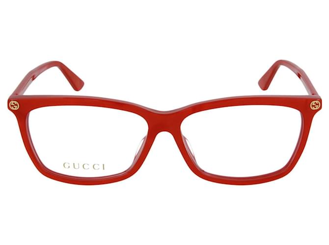 Gucci Square Acetate Optical Glasses Red  ref.366678