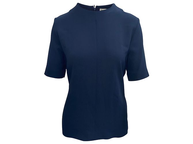 Day Balenciaga Bluse mit hinterem Knoten aus marineblauem Polyester