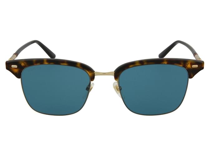 Gucci Óculos de sol de metal com moldura quadrada Marrom  ref.366713