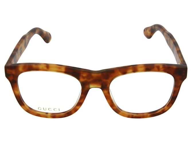 Gucci Square Acetate Optical Glasses Brown  ref.366753