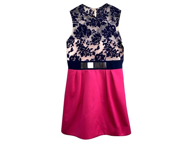 Abito Mary Katrantzou in seta e lana Rosa Blu Navy