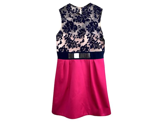 Mary Katrantzou Vestidos Rosa Azul marinho Seda Lã  ref.366767