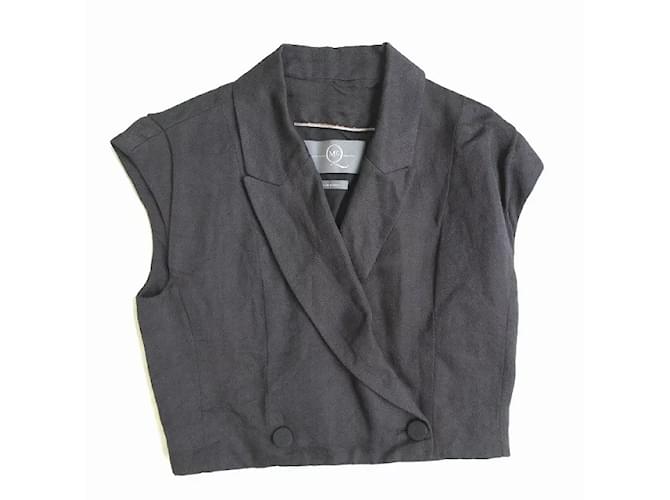 [Used] ALEXANDER MCQUEEN Short Length lined French Sleeve Jacket Bruzon Gilet Vest Dark grey Silk Nylon Rayon Polyurethane  ref.366777