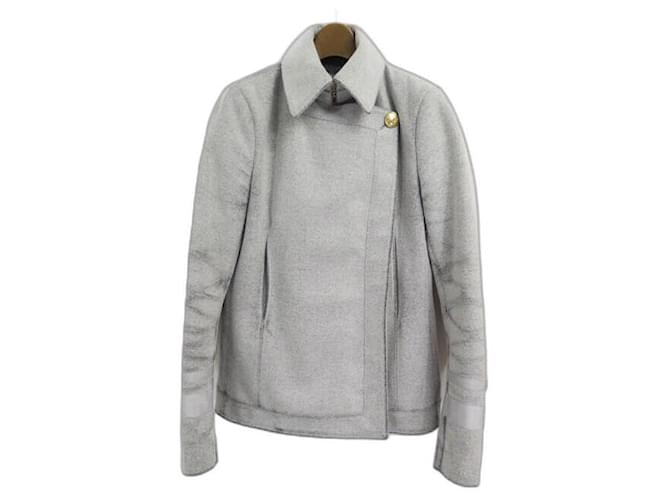 [Usado] ALEXANDER MCQUEEN Wool Melton Jacket Período pessoal Cinza Algodão Lã Raio Acetato  ref.366783
