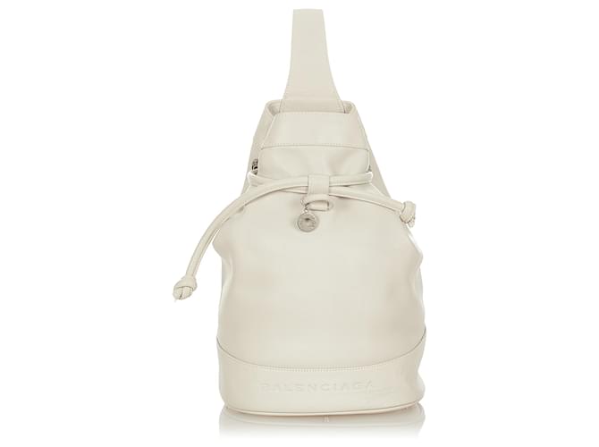 Balenciaga White Leather Backpack Cream Pony-style calfskin  ref.366804