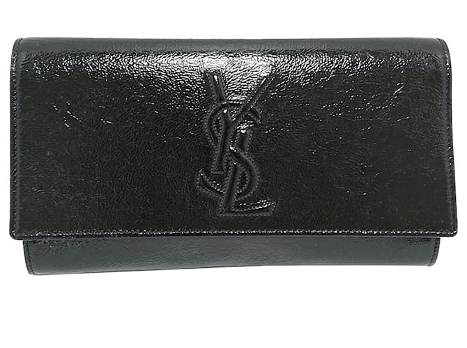Yves Saint Laurent YSL Black Belle de Jour Patent Leather Clutch Bag  ref.366911