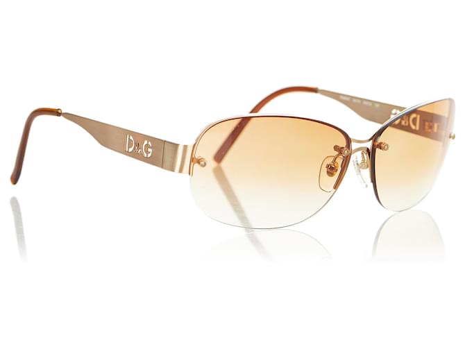 Dolce & Gabbana Brown runde getönte Sonnenbrille Braun Kunststoff  ref.366919