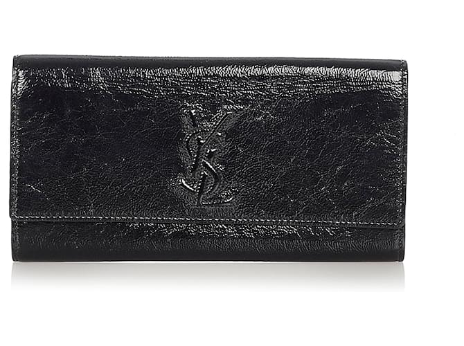Yves Saint Laurent YSL Black Belle de Jour Patent Leather Clutch Bag  ref.366936