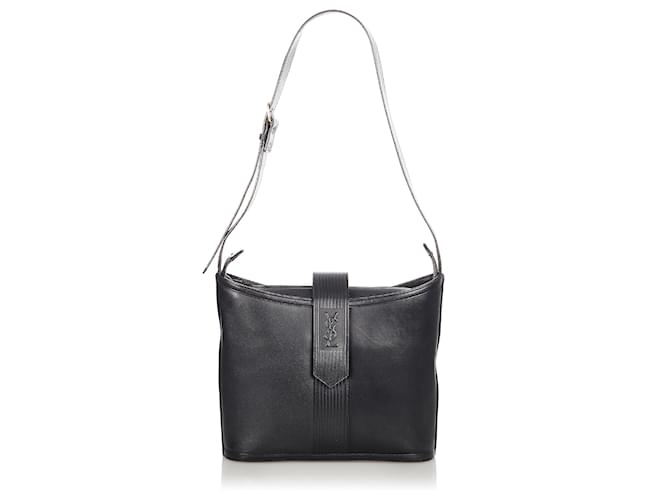 Yves Saint Laurent YSL Black Leather Shoulder Bag Pony-style calfskin  ref.366950