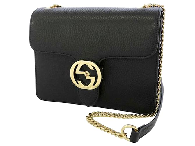 gucci black crossbody with gold chain