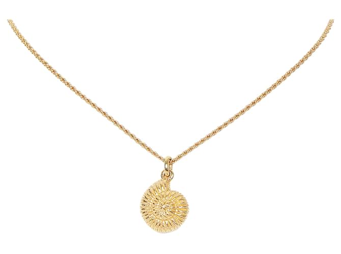 Collar Dior Gold con amonita y oro Dorado Metal  ref.366988