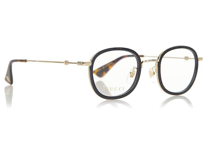 Occhiali da sole rotondi trasparenti neri di Gucci Nero D'oro Plastica  ref.367041