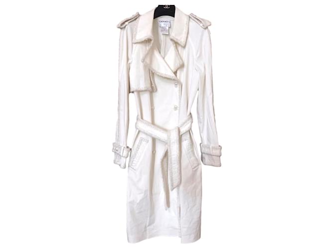 Chanel Extremely Rare Trench Coat Cream Cotton  ref.367055
