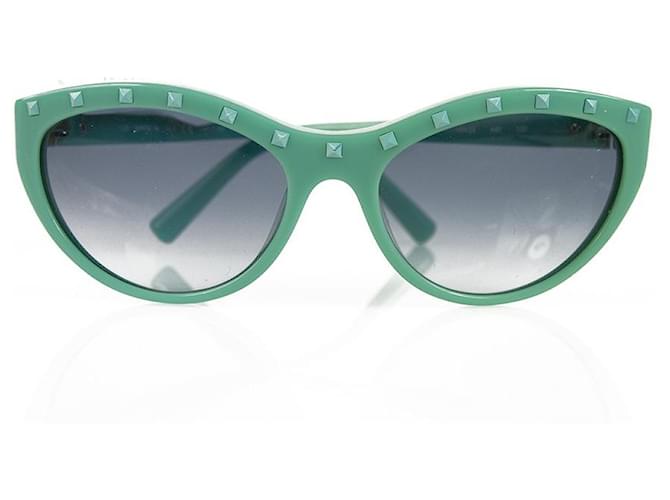 Valentino Woman Cat-eye Style Turqoise Rockstud Studs Sunglasses With Box V641S Turquoise Plastic  ref.367063