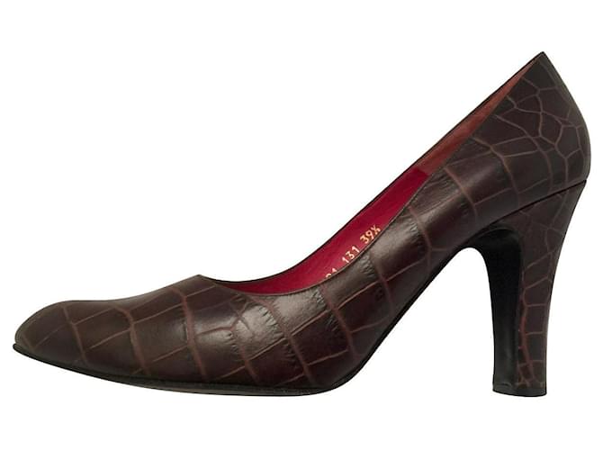 Sapatos Joseph brown com estampa de crocodilo Marrom Couro  ref.367100