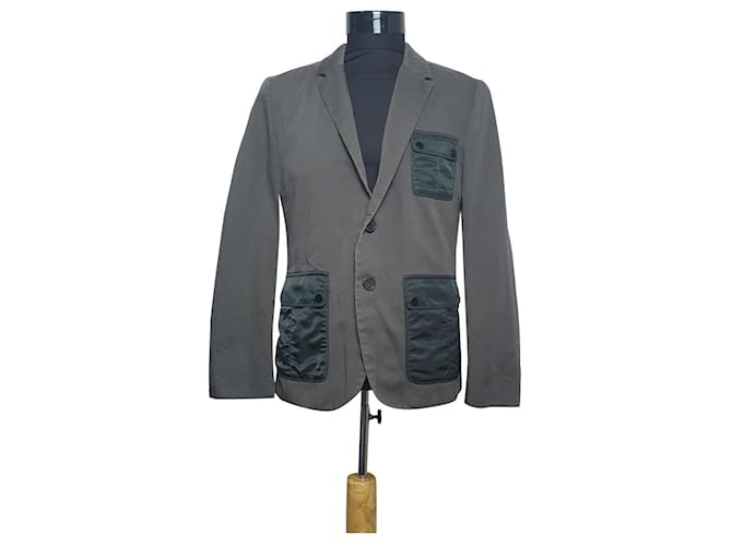 Hugo Boss Blazers Jackets Grey Khaki Cotton  ref.367110
