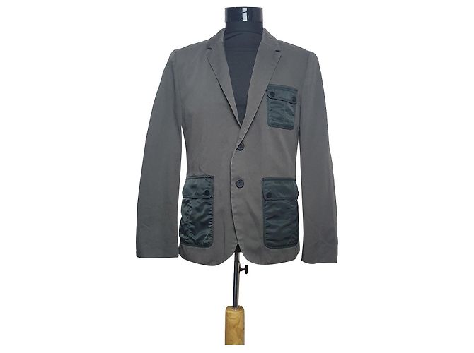 Hugo Boss Blazer Jacke Grau Khaki Baumwolle