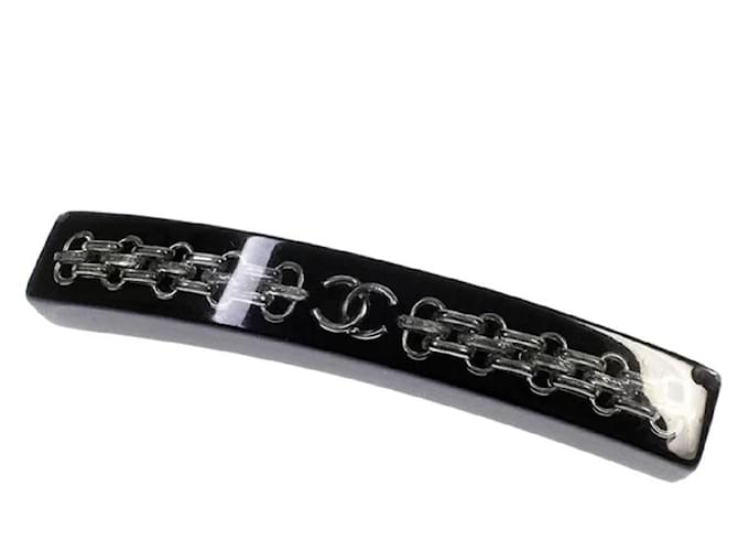 [Used] Chanel CHANEL Valletta Coco Mark Chain Women's Hair Accessories Black Silvery Plastic  ref.367121