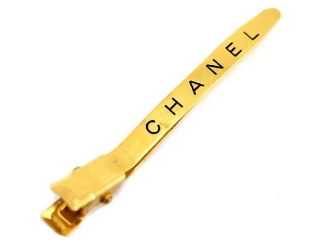[Used] Chanel CHANEL Vintage Logo Hair Clip Hair Accessory Hair Clip Gold Golden Metal  ref.367123