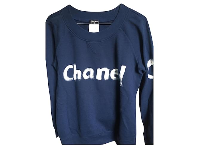 Chanel collector sweatshirt Navy blue Cotton  ref.367189