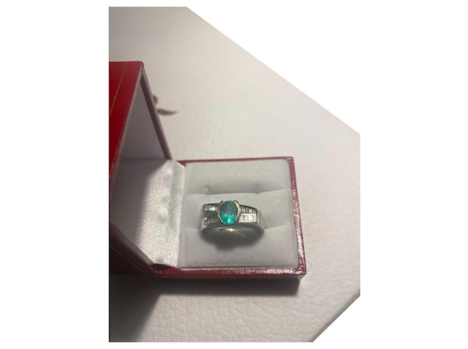 Autre Marque Gold ring with emerald Silvery  ref.367190