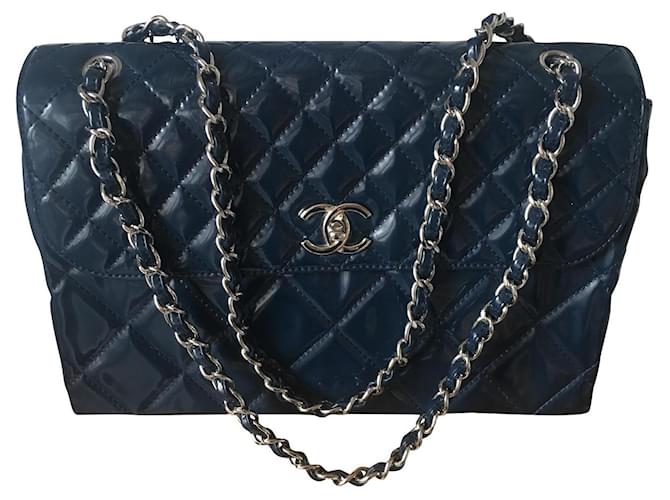 Chanel Crociera Blu scuro Pelle verniciata  ref.367207