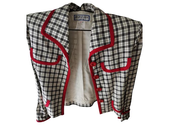 Giacca Yves Saint Laurent in cotone nero bianco rosso 
