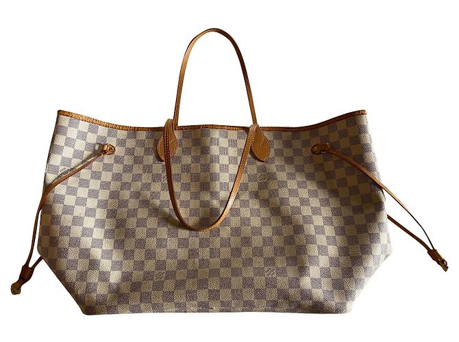 Saco grande modelo Neverfull Louis Vuitton Cinza