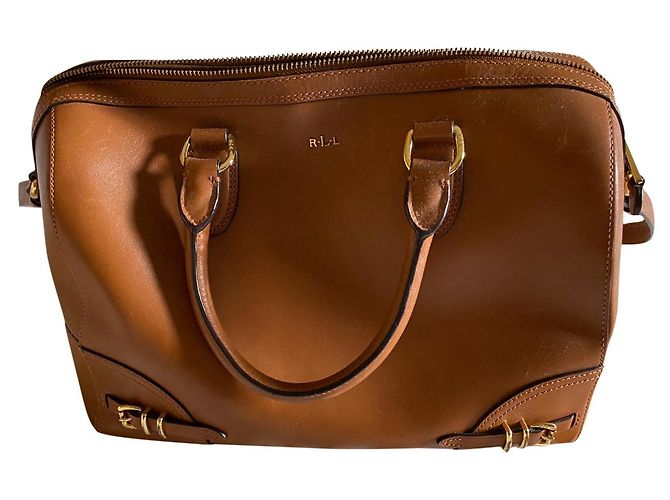 Bolsa Ralph Lauren de couro caramelo