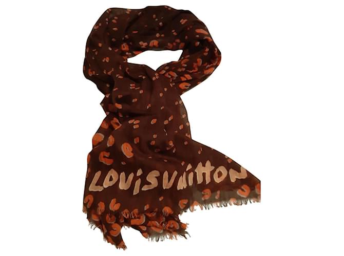 Louis Vuitton Lenços Estampa de leopardo Seda Casimira  ref.367235