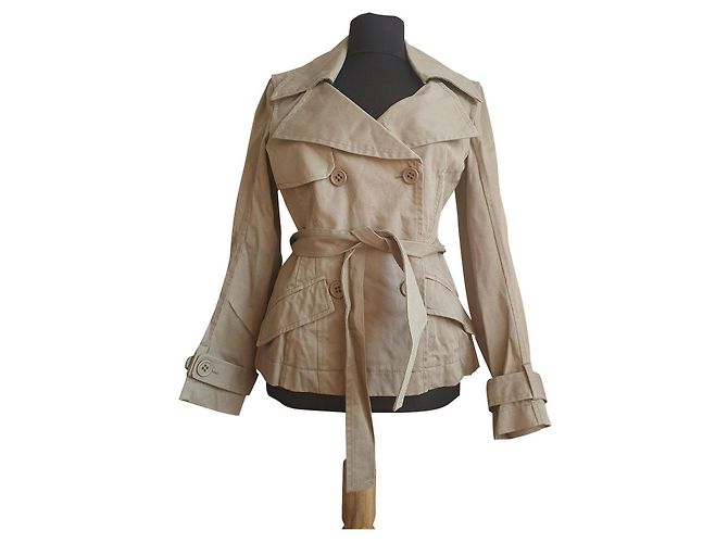Autre Marque Kurzer Trenchcoat Grün Baumwolle