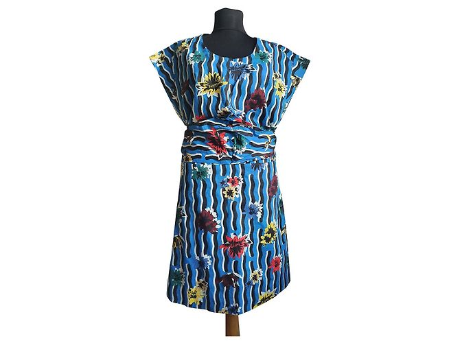 Bimba & Lola Baumwollkleid Blau Mehrfarbig Größe L Mehrfarben