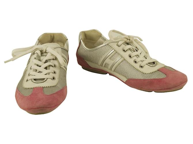 Femmes Argent Rose HOGAN Olympia By TOD'S Chaussures Baskets Baskets chaussures sz 36,5 Suede Cuir Multicolore  ref.367632