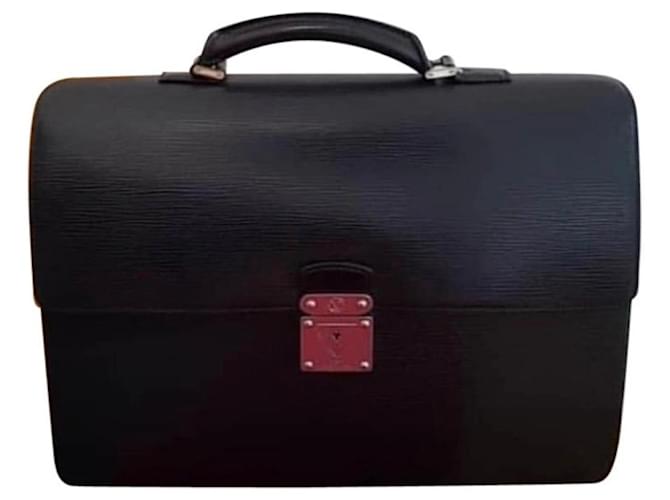 Louis Vuitton Black Epi Leather Robusto 2 Maleta do Compartimento Preto Couro  ref.367661