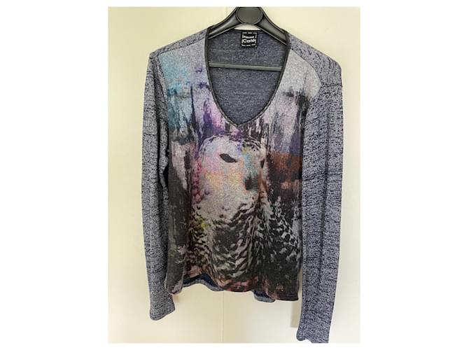 Autre Marque Grauer Wollpullover mit Muster 