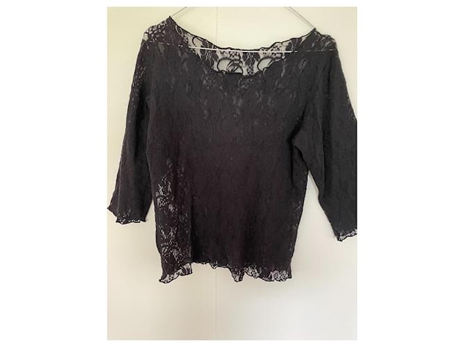 Autre Marque Top de encaje negro 