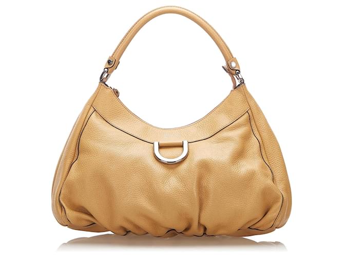 Gucci Abbey D-Ring Leather Shoulder Bag Beige  ref.367767