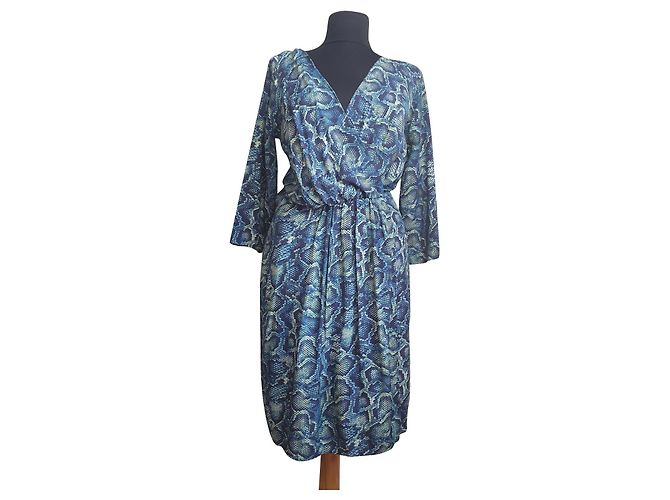 Autre Marque Vestido de viscosa con estampado de serpiente Multicolor