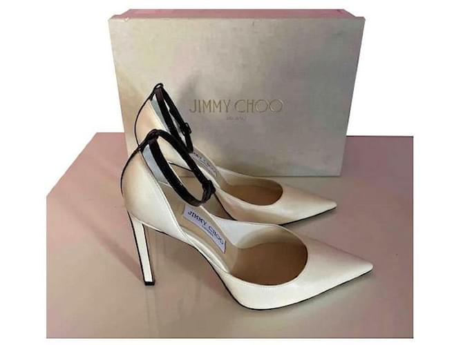 JIMMY CHOO DECOLTE ' White Leather  ref.367806