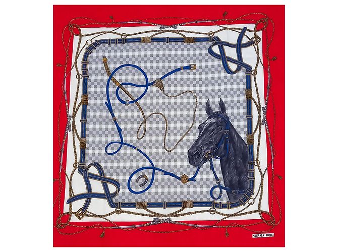 Autre Marque Norma Dori Pferdeschal Schwarz Weiß Rot Blau Grau Anthrazitgrau Bronze