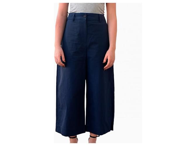 Kenzo Pantalone ampio cropped a culotte Blu Cotone  ref.367864