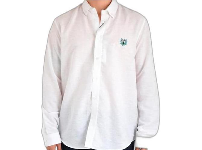 Kenzo camicia casual con stemma superiore Bianco Cotone  ref.367869