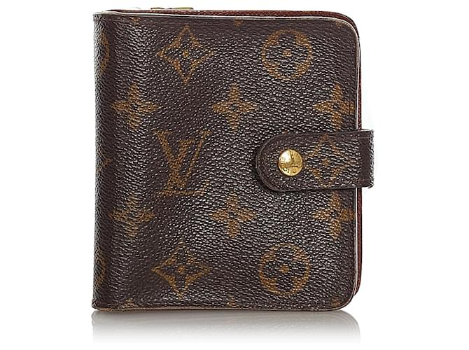 Portafoglio compatto pieghevole Louis Vuitton monogramma marrone Tela  ref.367881