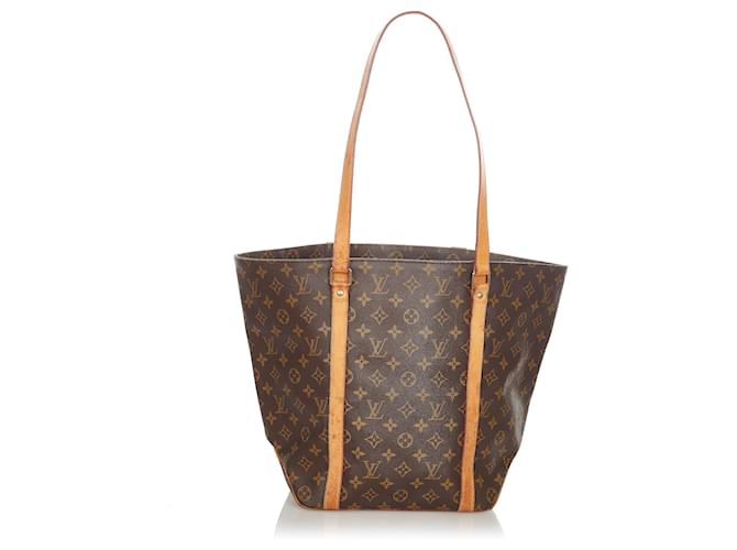 Louis Vuitton Brown Monogram Sac Shopping 48 Leather Cloth  ref.367894
