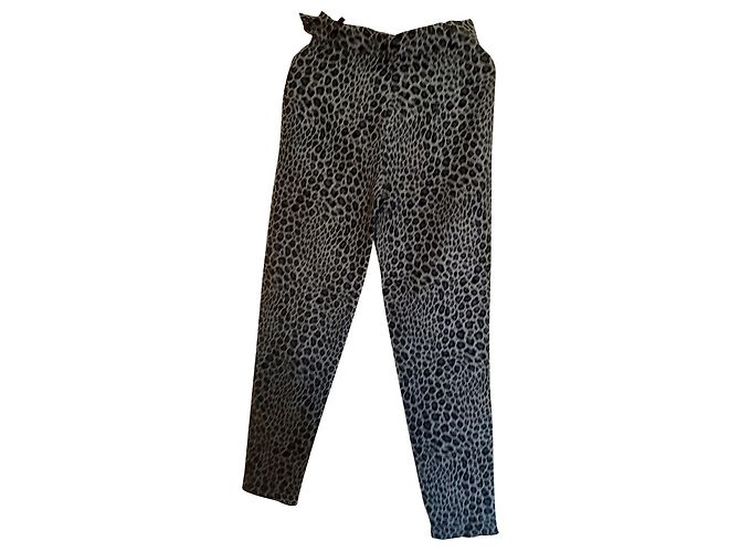 Pantalones Georges Rech con Estampado Leopardo de Lana Gris Estampado de leopardo