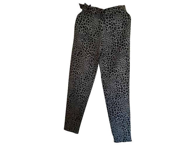 Georges Rech Un pantalon, leggings Laine Acetate Acrylique Gris Imprimé léopard  ref.368000