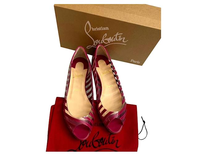 Christian Louboutin A6 PVC FLATS Pink Leather Plastic  ref.368039
