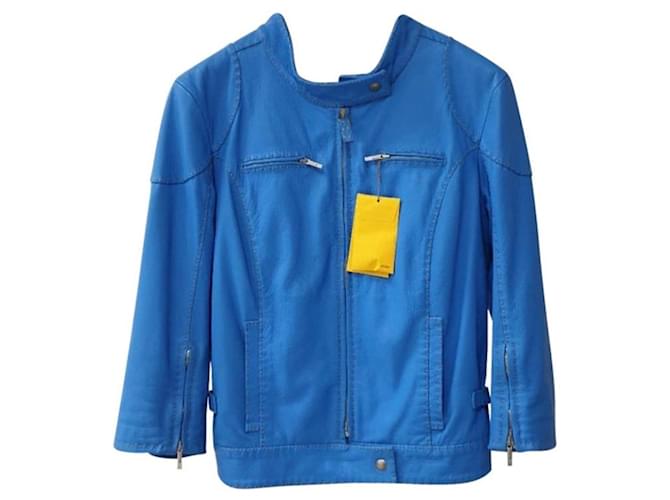 NWT Fendi Blue Leather Jacket  ref.368042